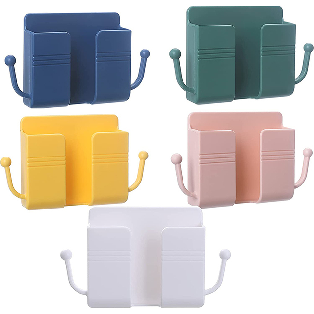 Wall Mounted Organizer Storage Box Remote Control Mounted Mobile Phone Plug Wall Holder Charging Multifunction Holder Stand