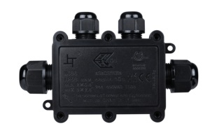 Waterproof Junction <strong>Box</strong> <strong>4</strong> <strong>Way</strong> IP68 External Electrical Junction <strong>Box</strong> Black Outdoor Cable Connector Wire Gland External - Product Image 3