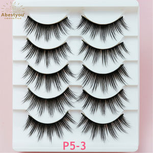 Abestyou Beauty 3D Vegan Natural Full Strip Handmade Faux Mink Eyelashes 13mm Black Cotton Band Grosir - Product Image 2