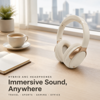Écouteurs hybrides ANC avec réduction active du bruit 5.4, son HiFi et basses stéréo, micro intégré pour les voyages et les téléphones mobiles
