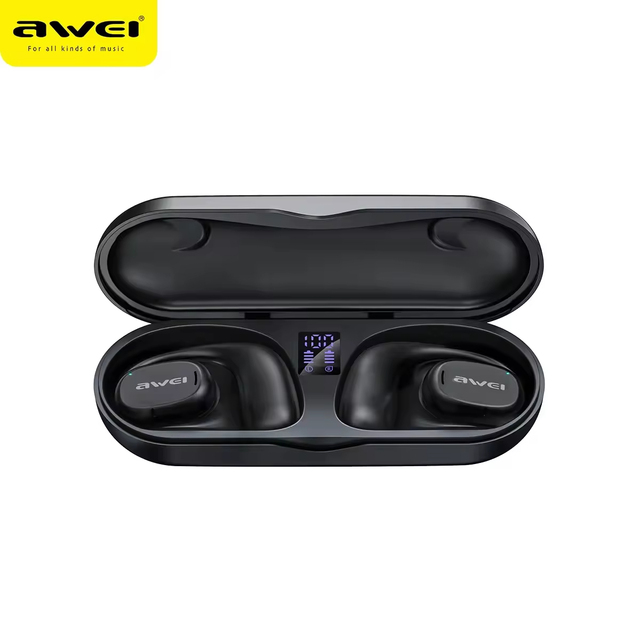 Awei T69 Open Ear Wireless Air Conduction Earbuds Waterproof Earbuds LED Power Display HiFi Stereo Sound Earphones