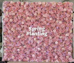 Pink Flower Wall Wedding Decoration Background Decoration Pink Artificial Flowers