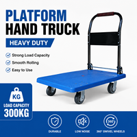 Chariot à plateforme pliable robuste à quatre roues en plastique, chariot à main, chariot de rangement personnalisable OEM pour outils