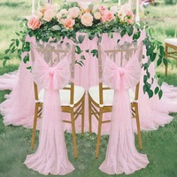 Chemin de table de mariage en maille rose perlée, style nordique, tridimensionnel, avec motif paysager, pour la décoration des chaises de banquet