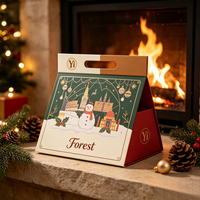 Boîte cadeau personnalisée en carton imprimé pour Noël avec poignée, emballage en papier pour les fêtes, pour bonbons et cadeaux saisonniers