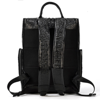 Sac à dos en cuir véritable style coréen à grain crocodile, unisexe, pliable, léger, multifonctionnel, sac d'école pour étudiants