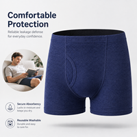 Caleçons Boxers Anti-Fuites en Coton 300ML à Faible MOQ, avec Ouverture Facile et 4 Couches, pour le Contrôle Urinaire