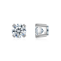 Pendientes de Botón Magnéticos con Moissanita Radiante, Chapados en Oro Blanco de 18K, Corte Brillante, Lujo, Certificados por Terceros, Sin Perforación, Joyería para Fiestas