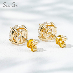 Envío Rápido, Juego de Aretes de Oro Sólido de 10k con Diamantes de Laboratorio Sueltos, Corte Redondo DEF VS de 0.5ct y 1ct, con 4 Puntas - Product Image 3