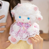 Peluche Mouton Mignonne en Dentelle, Jouet en Peluche Doux et Moelleux, Agneau Rembourré avec Tenues Florales pour Cadeaux d'Enfants