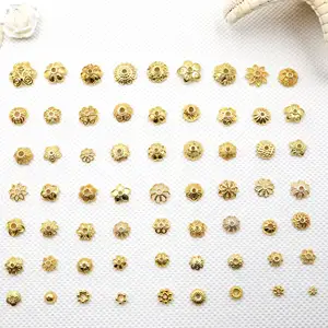 High Quality 18K Gold Plated Metal Floral Flower Bead DIY Jewelry Spacer Beads For Necklace Pendant Premium Accessory Findings