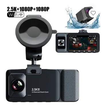 Yikooกล้อง 3 ช่อง 2.5K + 1080P + 1080P WIFI GPS G-เซ็นเซอร์รถDash CamรถDvrรถกล่องสีดํา