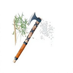 Hacha pequeña de mano con cabeza de acero al carbono forjado y mango de madera para acampar, cortar leña, trabajar en el jardín, preparar madera - Product Image 4