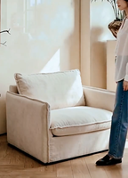 Einzel-Sofa mit abnehmbarem Bezug, aus atmungsaktivem Baumwoll-Leinen-Stoff, mit hervorragender Elastizität