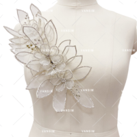Fil de Travail 3D pour Robes, Fil Métallique en Organza, Perles, Fleur, Corsage de Mariée