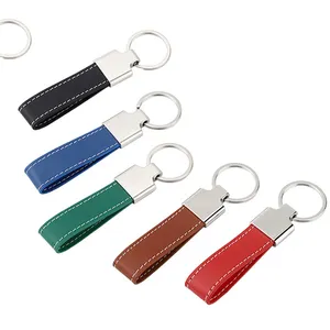 Wholesale Promotional Personalized Car Brand Laser Logo Key Chain Keychain Holder Luxury Metal Pu Blank Custom Leather Keychain