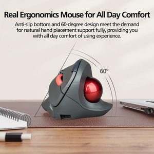 Jomaa Ergonomic Trackball chuột có thể sạc lại BT 2.4G không dây dọc rollerball chuột cho các cửa sổ Mac I.Pad - Product Image 4