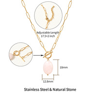 Merryshine acier inoxydable Turquoise pierre naturelle cristal géométrique trombone pendentif collier à breloques pour les femmes