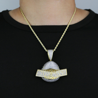Bijoux hip Hop en deux tons pour hommes, collier avec pendentif en forme de requin, Animal et pain, plaqué or 14K, prix d'usine