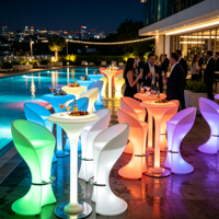 Tabouret de bar moderne à LED, en PE rotomoulé, avec éclairage RGB, chaise de bar lumineuse, étanche IP65, pour bar, club, hôtel, événement, fête