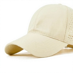 Gorra de Béisbol Beige, Sin Estructura, de 6 Paneles, Transpirable, Perforada, Estilo Dad Hat, Informal, para Exteriores, Verano - Product Image 1