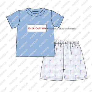 2024 New Patriotic Day Kids Clothes American Girl Boy Flag Sibling Set Custom Toddler Girls 4th Of July Outfit