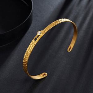 UM Jewelry 18K Solid Gold/925 Silver <b>Fine</b> <b>Bangle</b> Bracelet Brilliant Cut Diamond Bezel Set Women's Anniversary Daily Wedding NGTC - Product Image 5