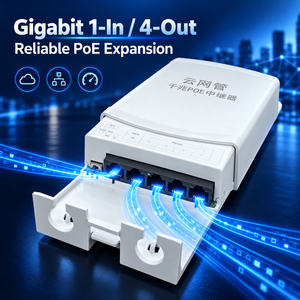 Extender PoE Gigabit a 5 Porte Gestito da Cloud, Ripetitore PoE Esterno 48V 10/100/1000Mbps 1 Ingresso 4 Uscite PoE per Access Point e Telecamere IP - Product Image 3