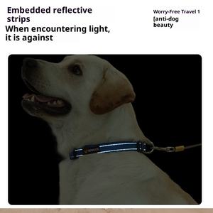 Nouveau collier pour chien en nylon rembourré avec rubans, motif uni, réglable, anti-rupture, réfléchissant, pour une utilisation en extérieur - Product Image 3