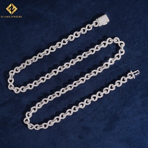 Trendy Hip Hop <b>Iced</b> <b>Out</b> VVS Moissanite Paperclip <b>Chain</b> Necklace Rhodium Plated Diamond Tester Proof Hip Hop Infinity Link <b>Chain</b> - Product Image 3