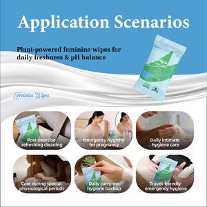 Lingettes intimes bio personnalisées avec logo, soin naturel, pour l'hygiène féminine, format voyage, en gros - Product Image 6