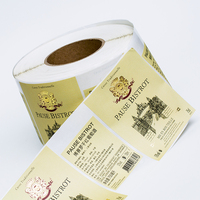 Etiqueta personalizada de marca privada, etiqueta de aluminio dorado para vino, whisky, brandy, pegatina frontal y trasera para botella
