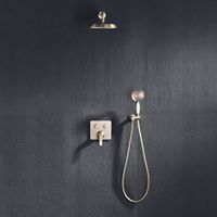 Ensemble de douche mural dissimulé Weihao en laiton brossé doré non revêtu, avec système de pulvérisation pluie, kit eau chaude et froide pour salle de bain