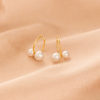 Boucles d'oreilles à clip en argent S925 avec perle artificielle, style coréen, bijoux pour femmes
