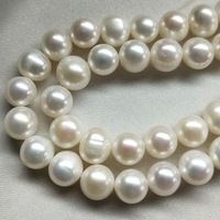 Collier en perles d'eau douce semi-finies, simples, blanches, rondes, de 8 à 9 mm, qualité moyenne, avec des défauts
