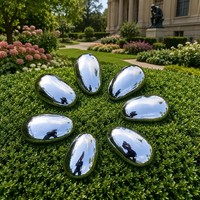 Meilleures ventes : Ensemble de sculptures décoratives miniatures en acier inoxydable de luxe, en forme de grain de maïs et de petit galet, avec finition miroir, pour jardin, parc, hôtel, bureau, cour, taille personnalisée