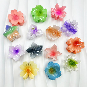 Pinzas de Pelo de Plástico Acrílico con Diseño de Flor y Tiburón, Color Caramelo, para Mujer y Niña, Venta al por Mayor, Ideal para Vacaciones y Turismo - Product Image 4