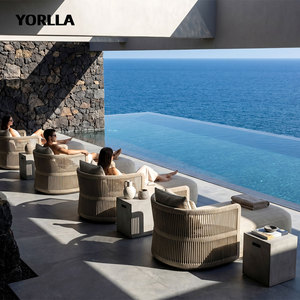 Tumbona Moderna <span class=keywords><strong>de</strong></span> Lujo Tejida con Cuerda para Exteriores, Cama Solar Tapizada para Jardín, Patio, Sofá para Hotel junto a la Piscina - Product Image 3