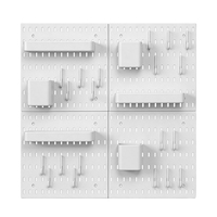 Lot de 4 organiseurs de jeu pour panneau perforé, crochets d'étagère pour panneau perforé, organisateur mural pour panneau perforé, présentoir DIY pour garage et salle de bain