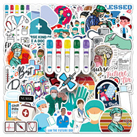 Paquete de 50 Pegatinas Decorativas de PVC Impermeables con Diseño de Doctor y Enfermera para Tazas, Botellas, Cuadernos, Equipaje, Laptops y Patinetas