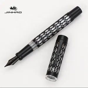 F plume en or baril noir Jinhao 100 stylo plume en métal de calligraphie de luxe avec creux