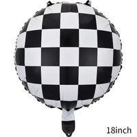 DJTSN nouveau ballon en aluminium 18 pouces pneus de course noir et blanc grille ballons pour enfants anniversaire course voiture fête fournitures