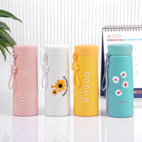 Bouteille d'eau ronde en verre à double paroi isolée de qualité supérieure pour boissons chaudes et froides, logo personnalisé, vente en gros
