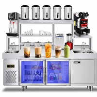 Ensemble d'équipements pour boutique de bubble tea tout-en-un, table de travail en acier inoxydable, machine automatique pour nouvelle boutique