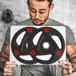 Discos de Peso con Agarre Triple de Goma para Barra - Equipo de Gimnasio Antideslizante y Duradero para Levantamiento de Pesas Profesional - Product Image 2