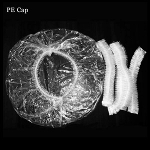 Disposable Crimpled PE Shower Cap for Hair Dye Tint Perm Use