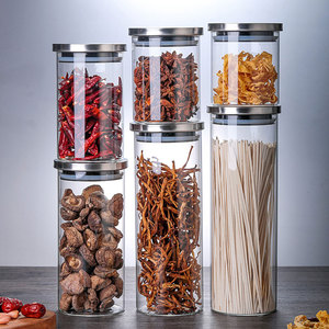 Bán Buôn Trong Suốt Thủy Tinh Borosilicate Cao Kín Lưu Trữ <span class=keywords><strong>Jar</strong></span> Với Thép Không Gỉ Bìa Trà Thực Phẩm Ngũ Cốc Đồ Ăn Nhẹ <span class=keywords><strong>Jar</strong></span> - Product Image 4