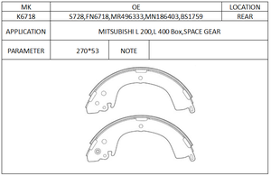 Plaquettes de frein SDCX K6718 S728 FN6718 BS1759 MB895477 MN102643 MN186401 MN186403 MB895476 pour MITSUBISHI L200 SPACE GEAR Triton - Product Image 2