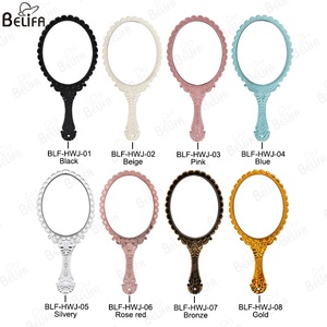 Nouveau gros or argent <span class=keywords><strong>noir</strong></span> ovale rétro <span class=keywords><strong>miroir</strong></span> à main miroirs cosmétiques haute qualité Vintage <span class=keywords><strong>miroir</strong></span> de maquillage à main pour les femmes - Product Image 4