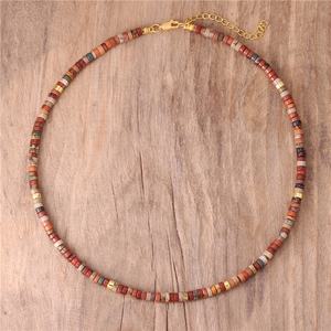 Collier bohème en pierre naturelle Turquoise 2x4mm, perles de carrelage, ras du cou, couple de vacances, collier, cadeau, bijoux, livraison directe - Product Image 3